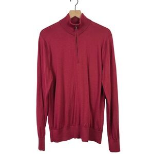Brooks Brothers Minimalist Extra Fine Merino Wool Quarter Zip Pullover Sweater L